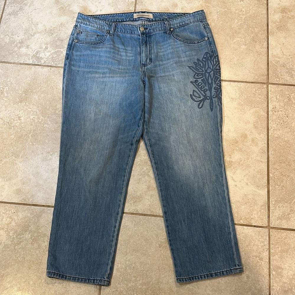 Liverpool Cameron Embroidered Crop Boyfriend Jeans 14 - Picture 2 of 8